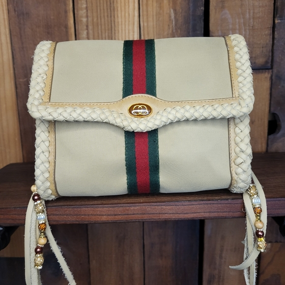 Gucci Sherry line bag braided louis vuitton fringe revamped upcycled - Picture 5 of 15